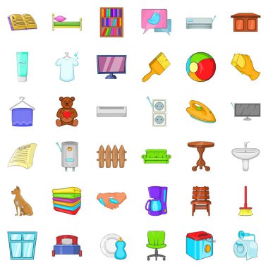 Konfor kapalı Icons set, karikatür tarzı