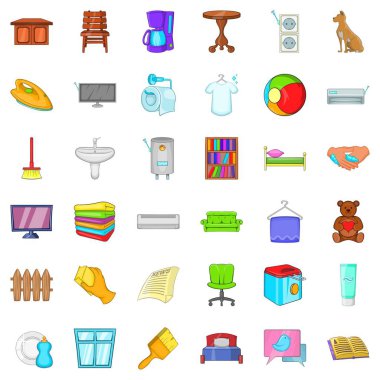 Rahatlık ve dinlenme Icons set, karikatür tarzı