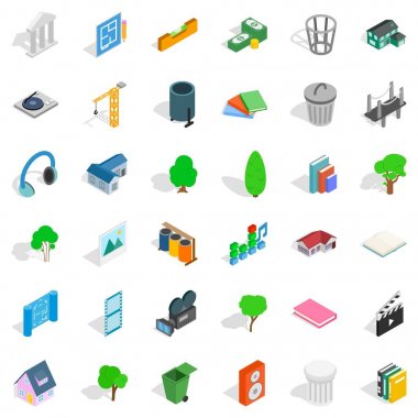 House Icons set, izometrik stili