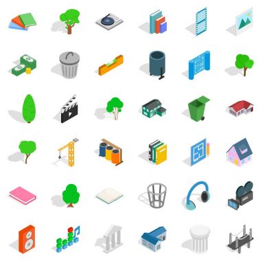 Park Icons set, izometrik tarzı evde