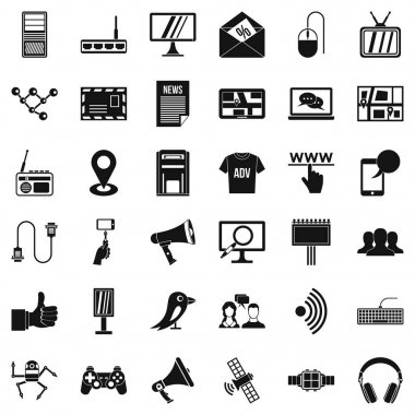 İletişim Icons set, basit tarzı