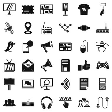 Ağ Icons set, basit tarzı