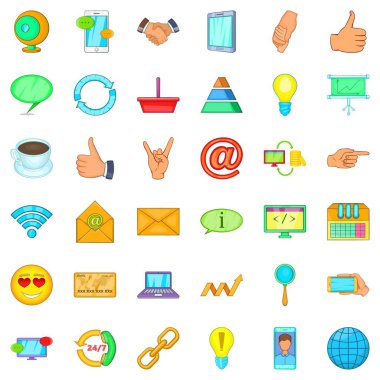 Ağ Icons set, karikatür tarzı