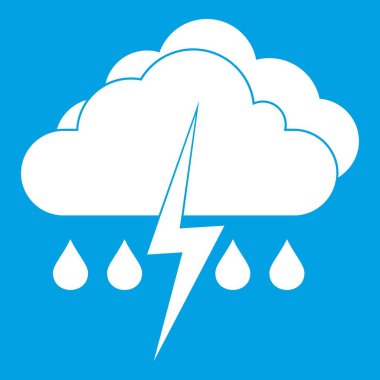 Şimşek ve yağmur simgesi beyaz bulut