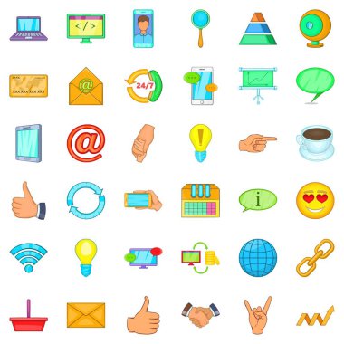 Bağlantı ağ Icons set, karikatür tarzı