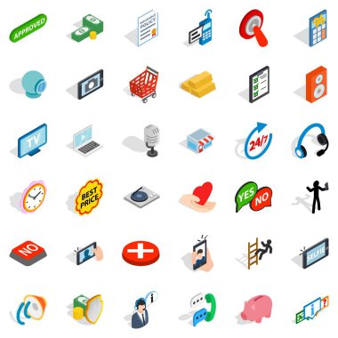 Bütün gün istişare Icons set, izometrik stili