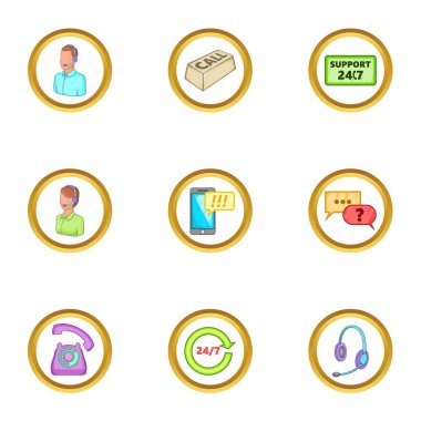 Destek Icons set, karikatür tarzı