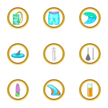 Sörf Icons set, karikatür tarzı