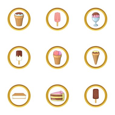 Dondurma Icons set, karikatür tarzı