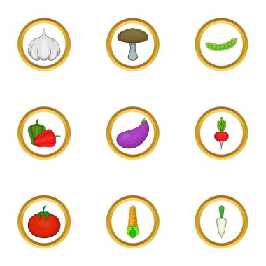 Sebze Icons set, karikatür tarzı