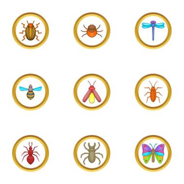 Böcek Icons set, karikatür tarzı
