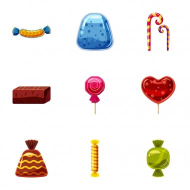Çikolata şeker Icons set, karikatür tarzı