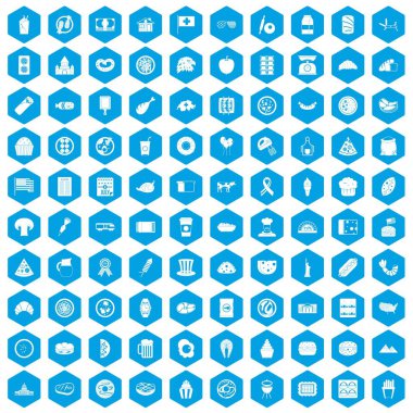 100 sandviç simgeleri mavi ayarla