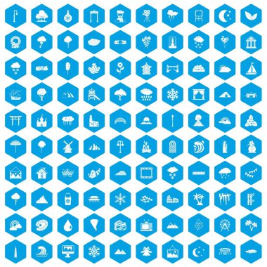 100 sahne simgeleri mavi ayarla