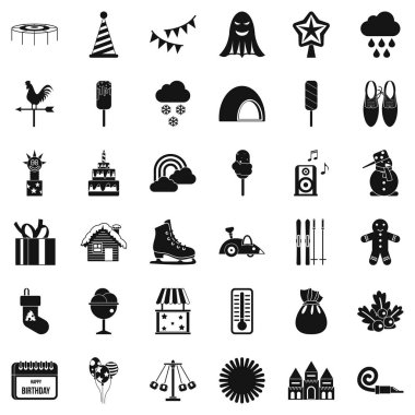 Çocukların atlıkarınca Icons set, basit tarzı