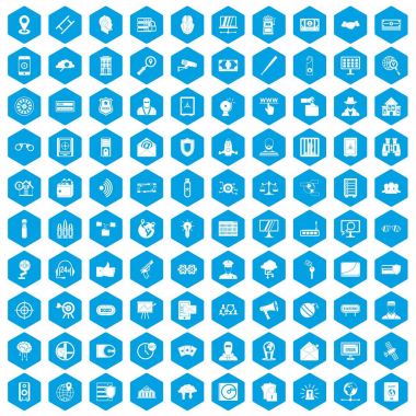 100 güvenlik simgeleri mavi ayarla