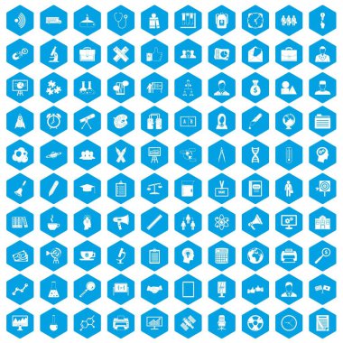 100 seminer simgeleri mavi ayarla