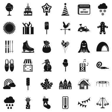 Çocuk tatil Icons set, basit tarzı