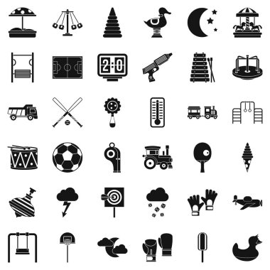 Çocuk Icons set, basit tarzı için oyun alanı