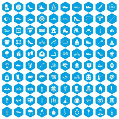 100 ayakkabı simgeleri mavi ayarla