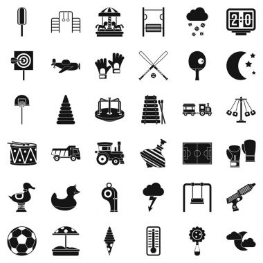 Büyük Bahçesi Icons set, basit tarzı