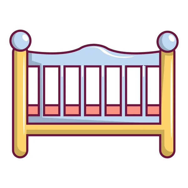 Icono de cama de bebé, estilo de dibujos animados — Vector de stock