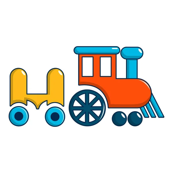 I bambini cavalcano l'icona del treno, stile cartone animato — Vettoriale Stock