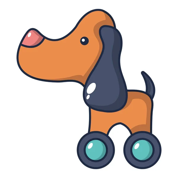 Juguete de perro sobre ruedas icono, estilo de dibujos animados — Vector de stock