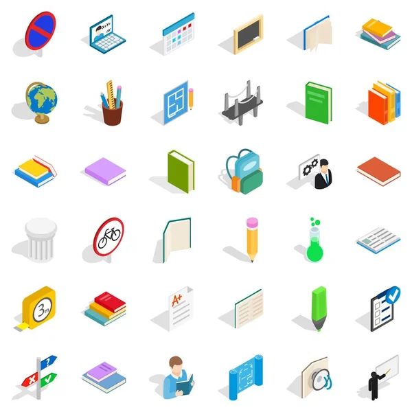 Üniversite kitap Icons set, izometrik stili