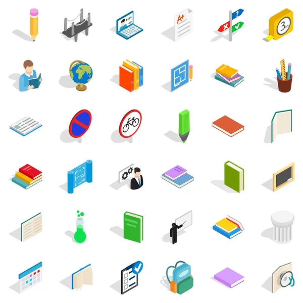 İyi bir öğrenci Icons set, izometrik stili