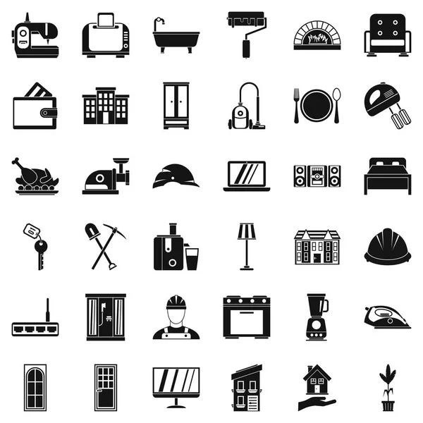 Buen conjunto de iconos de la casa, estilo simple — Archivo Imágenes Vectoriales