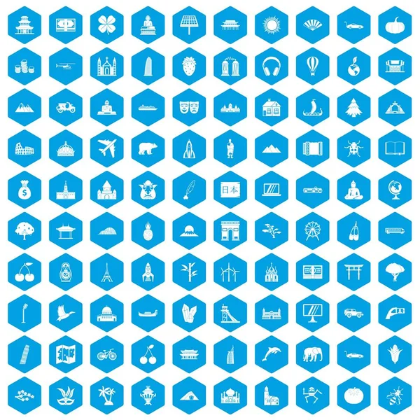 100 dünya simgeleri mavi ayarla