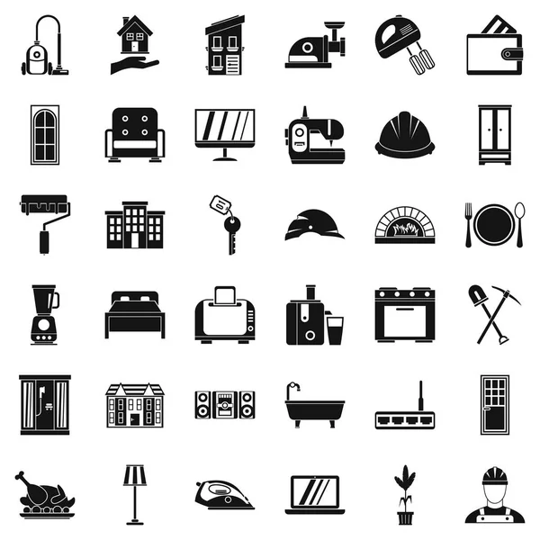 Conjunto de ícones de lugar confortável, estilo simples — Vetor de Stock