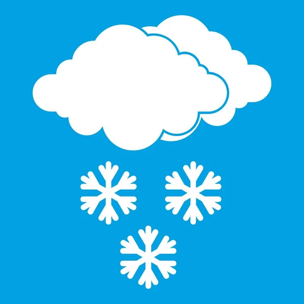 Nube y copos de nieve icono blanco — Vector de stock