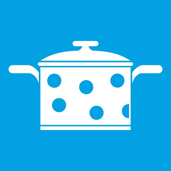 Saucepan with white dots icon white — Stock Vector