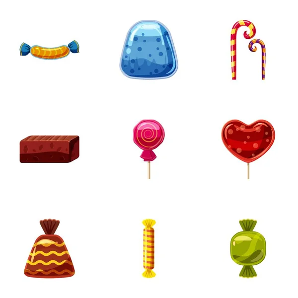 Conjunto de ícones de chocolate doce, estilo cartoon —  Vetores de Stock