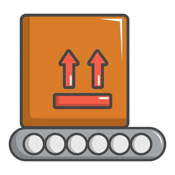 Conveyor belt with box icon, cartoon style