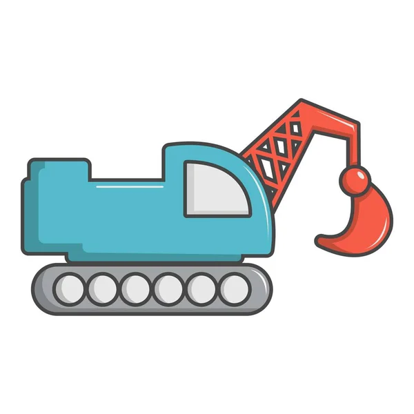 Ícone do caminhão escavadeira sobre esteiras rolantes, estilo cartoon — Vetor de Stock