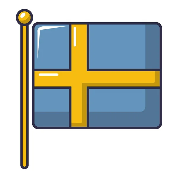 Vlag van Zweden pictogram, cartoon stijl — Stockvector