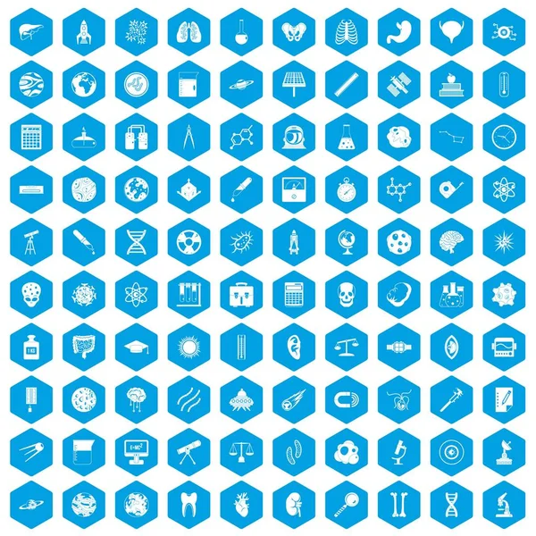 100 bilim simgeleri mavi ayarla