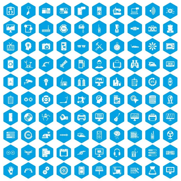 100 iconos de configuración de conjunto azul — Vector de stock