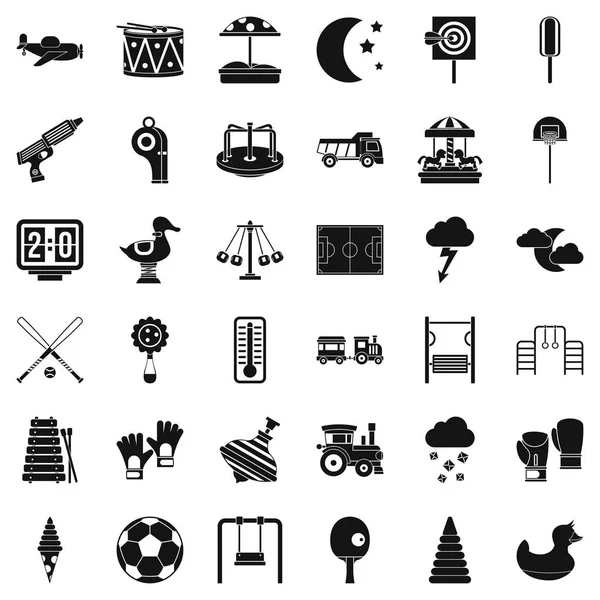 Conjunto de ícones de playground grande, estilo simples — Vetor de Stock