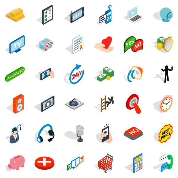 Communication icons set, isometric style — Stock Vector