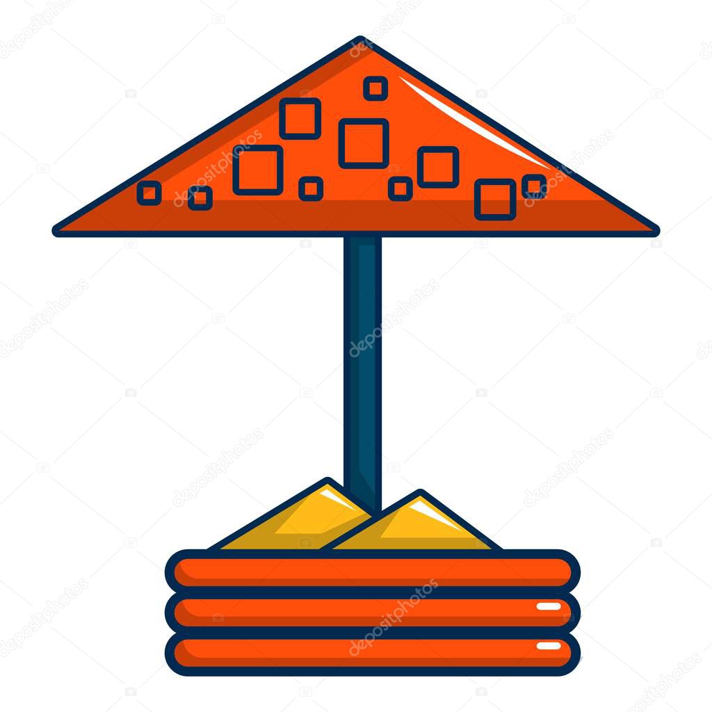 Sandbox with red dotted umbrella icon