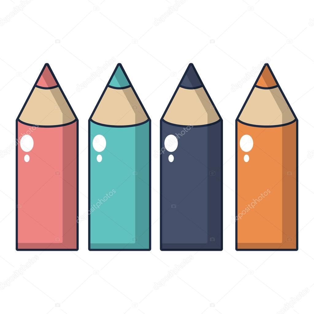 Colored pencils icon, cartoon style