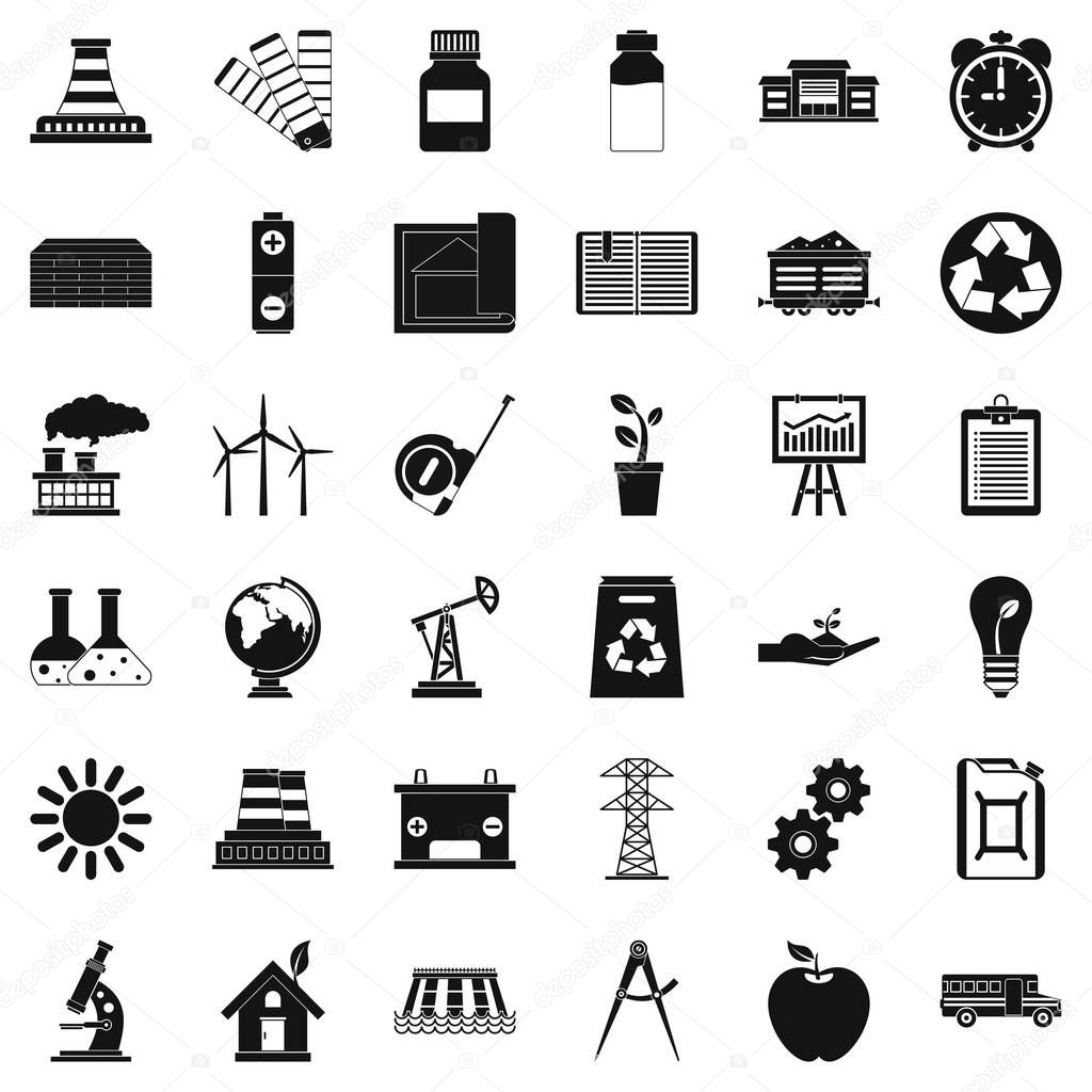 Industrial company icons set, simple style