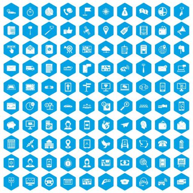 100 smartphone simgeleri mavi ayarla