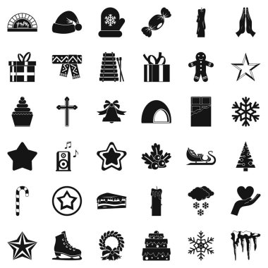 Noel süs Icons set, basit tarzı