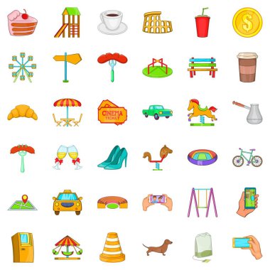 Büyük şehir Icons set, karikatür tarzı