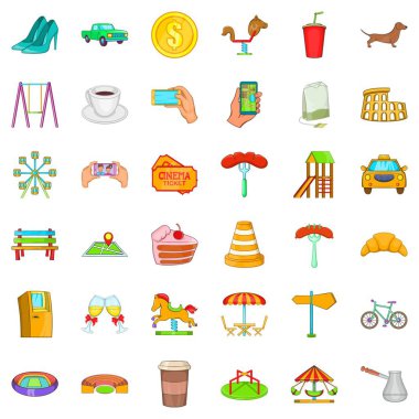 Büyük şehir Icons set, karikatür tarzı